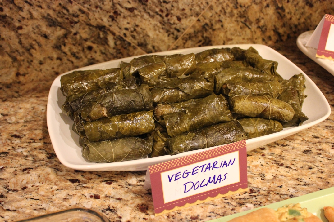 I made these dolmas. It was my first go at them but I have very fold memories of these and various other Lebanese dishes from one of my favorite restaurants in Monterey. These are stuffed with Egyptian rice I found at an Arabic market, pine nuts, golden raisins, tomato paste, dill and lemon wrapped in California brined grape leaves.